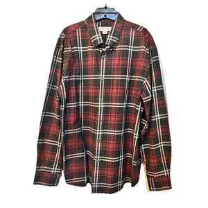 Orvis Shirt Mens Size‎ Large Black Red Plaid Button Down Long Sleeve EUC